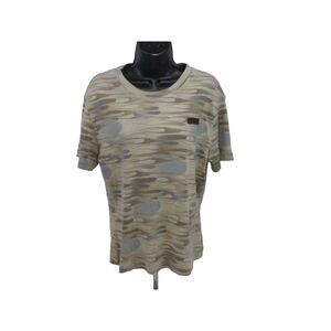 Harley-Davidson Womens Top L Beige Desert‎ Camo Crew Neck Pullover Logo T-shirt